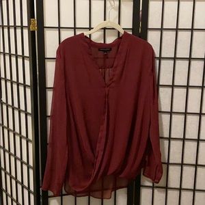Burgundy semi-sheer blouse M Banana Republic
